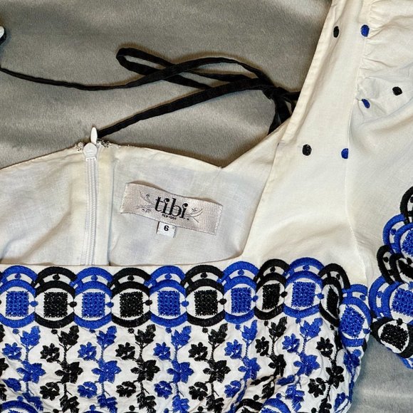 Tibi Blue & White Knee-Length Sundress - Picture 3 of 5